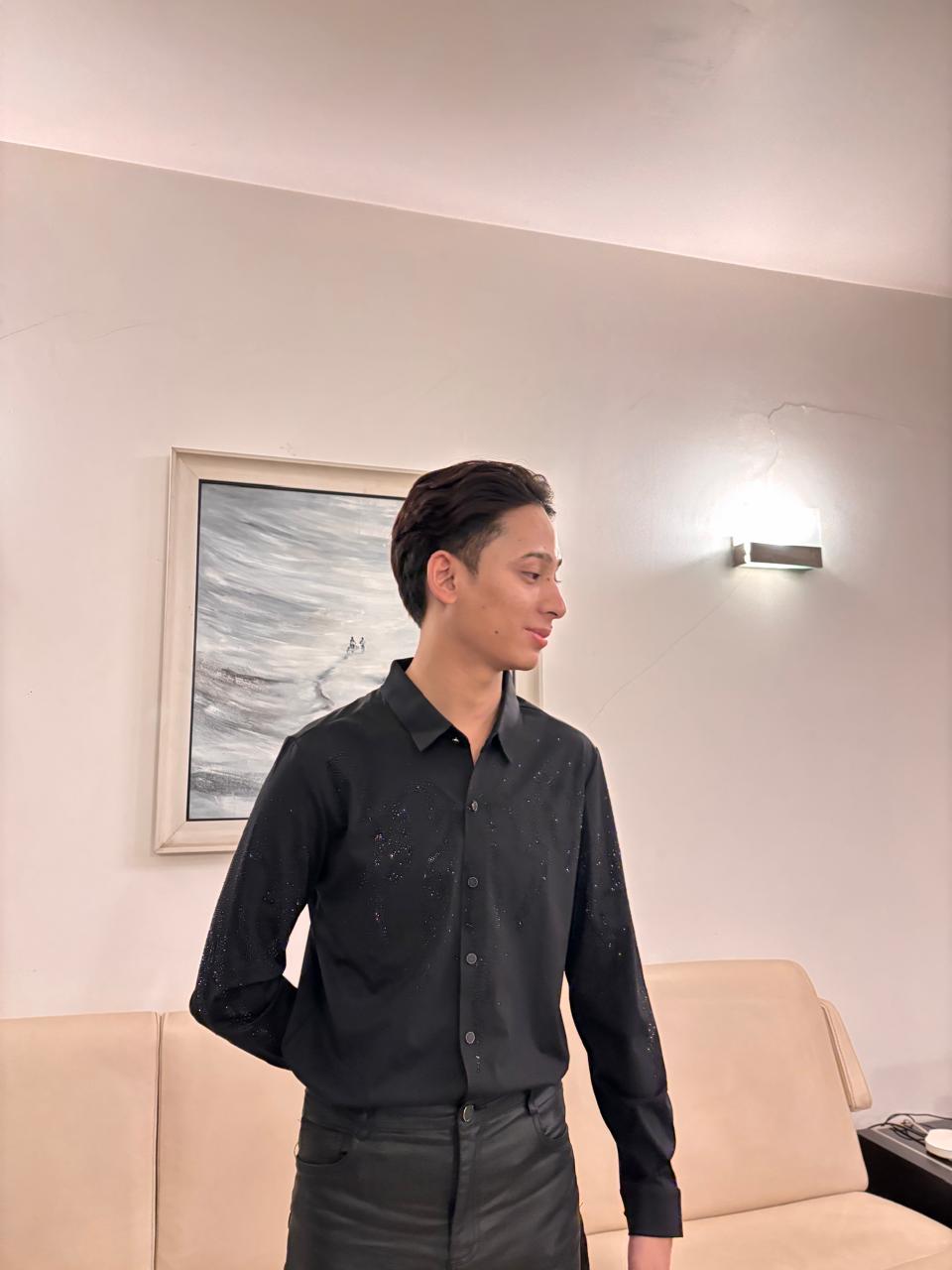 C-Drama Inspired Statement Wear -  White Shirt with Rhinestone Flame Embellishments – BASIC