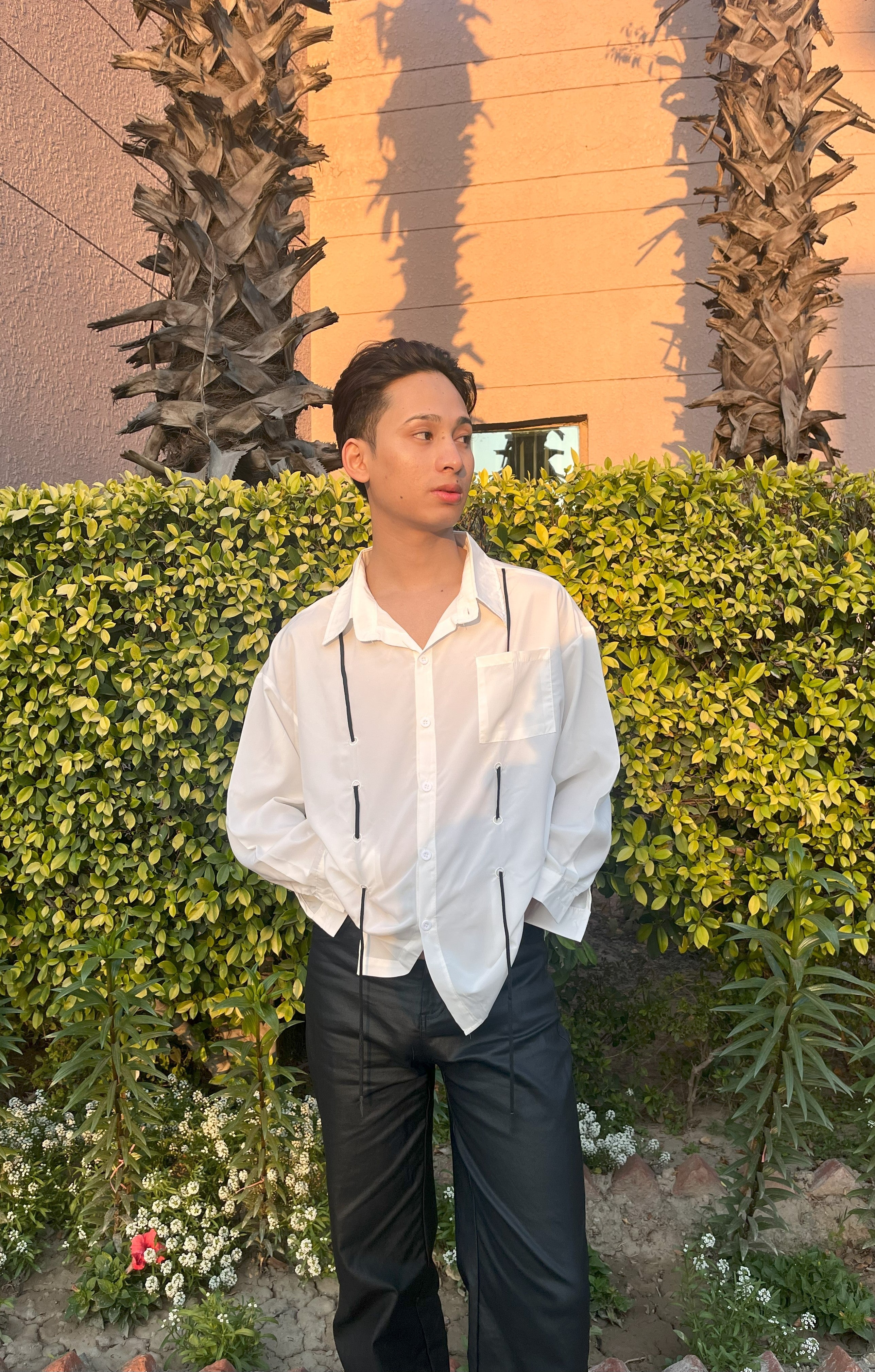 K-Drama Casual Chic Shirt - White Oversized Shirt with Drawstring Detail –  BASIC