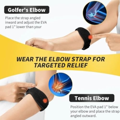 Ion Clad Scientist Developed Tennis Elbow strap & Golfer's brace for Arm Pain Pressure Relief, Adjustable Compression Fit Support Pad for Tendonitis Arthritis, Sports, Weightlifting, Injury Recovery Men Women (single)