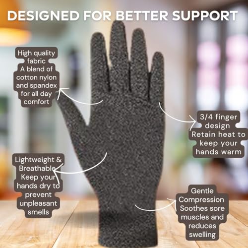 Ion Clad Scientist Developed Gloves for Men & Women | Full Finger Arthritis Compression | Ideal for Pain Relief | Carpal Tunnel | Reynaud’s & Poor Circulation