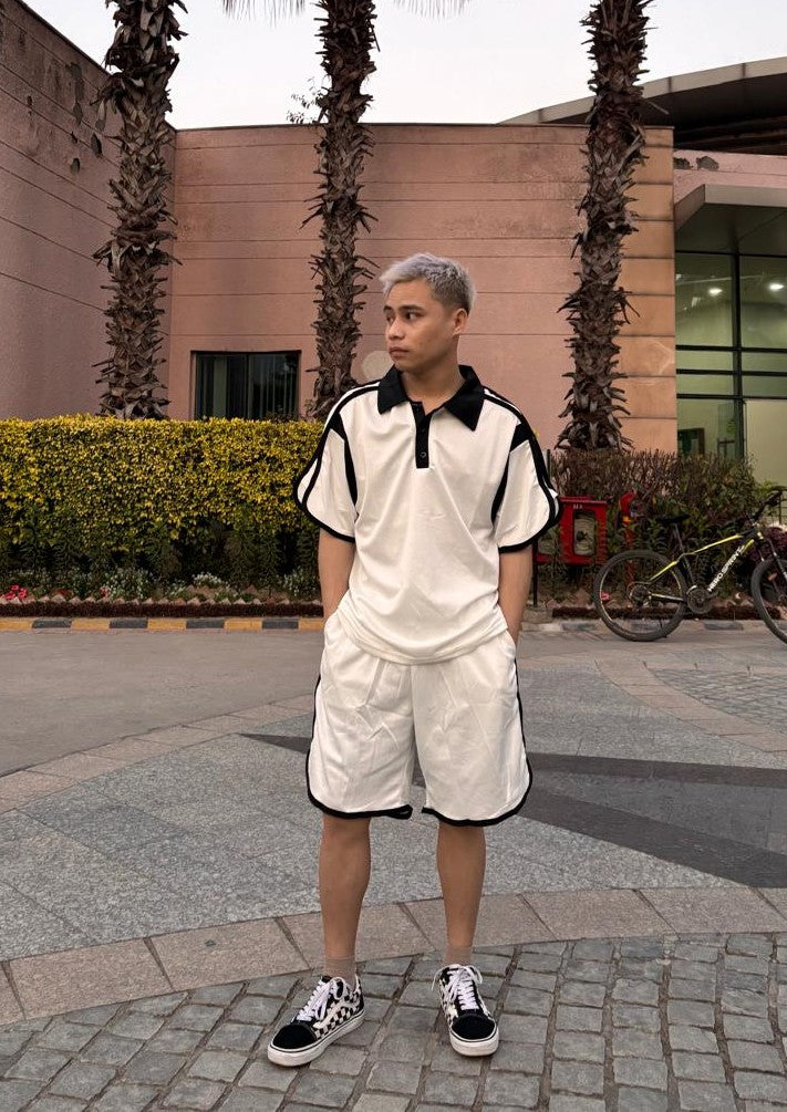 C-Drama Inspired Casual Luxe - Modern Athletic Polo T-Shirt with Contrast Piping – BASIC