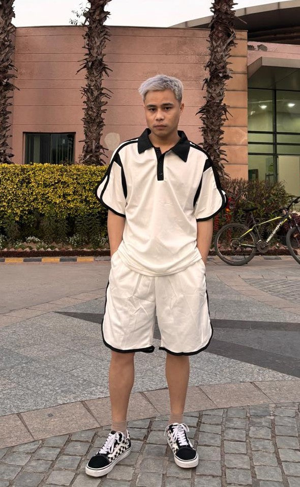 C-Drama Inspired Casual Luxe - Modern Athletic Polo T-Shirt with Contrast Piping – BASIC