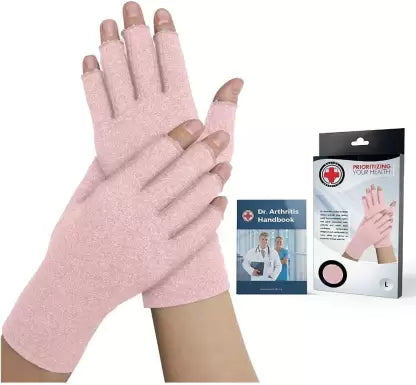 Dr. Arthritis Doctor Developed Pink Ladies Arthritis Compression Gloves and DOCTOR WRITTEN HANDBOOK - Soft with Mild Compression, for Arthritis, Raynauds Disease & Carpal Tunnel Hand Support