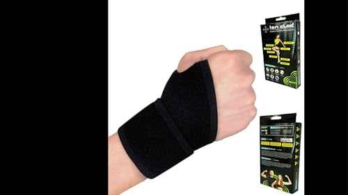 Ion Clad Scientist Developed Copper Lined Wrist Brace/Wrap - Support for Sports, Weightlifting, Tendonitis, Carpal Tunnel Arthritis, Pain Relief-Wear Anywhere-Adjustable (Black, Single) Left