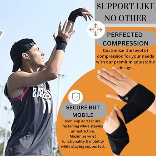 Ion Clad Scientist Developed Copper Lined Wrist Brace/Wrap - Support for Sports, Weightlifting, Tendonitis, Carpal Tunnel Arthritis, Pain Relief-Wear Anywhere-Adjustable (Black, Single) Left